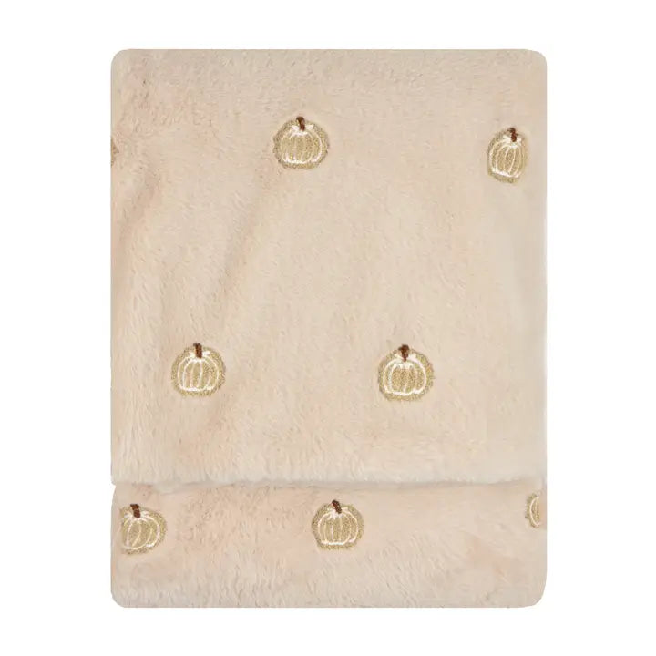 Plaid citrouille brodé beige vue générale
