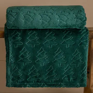 Plaid de Noël vert forêt à sapins – Précommande
