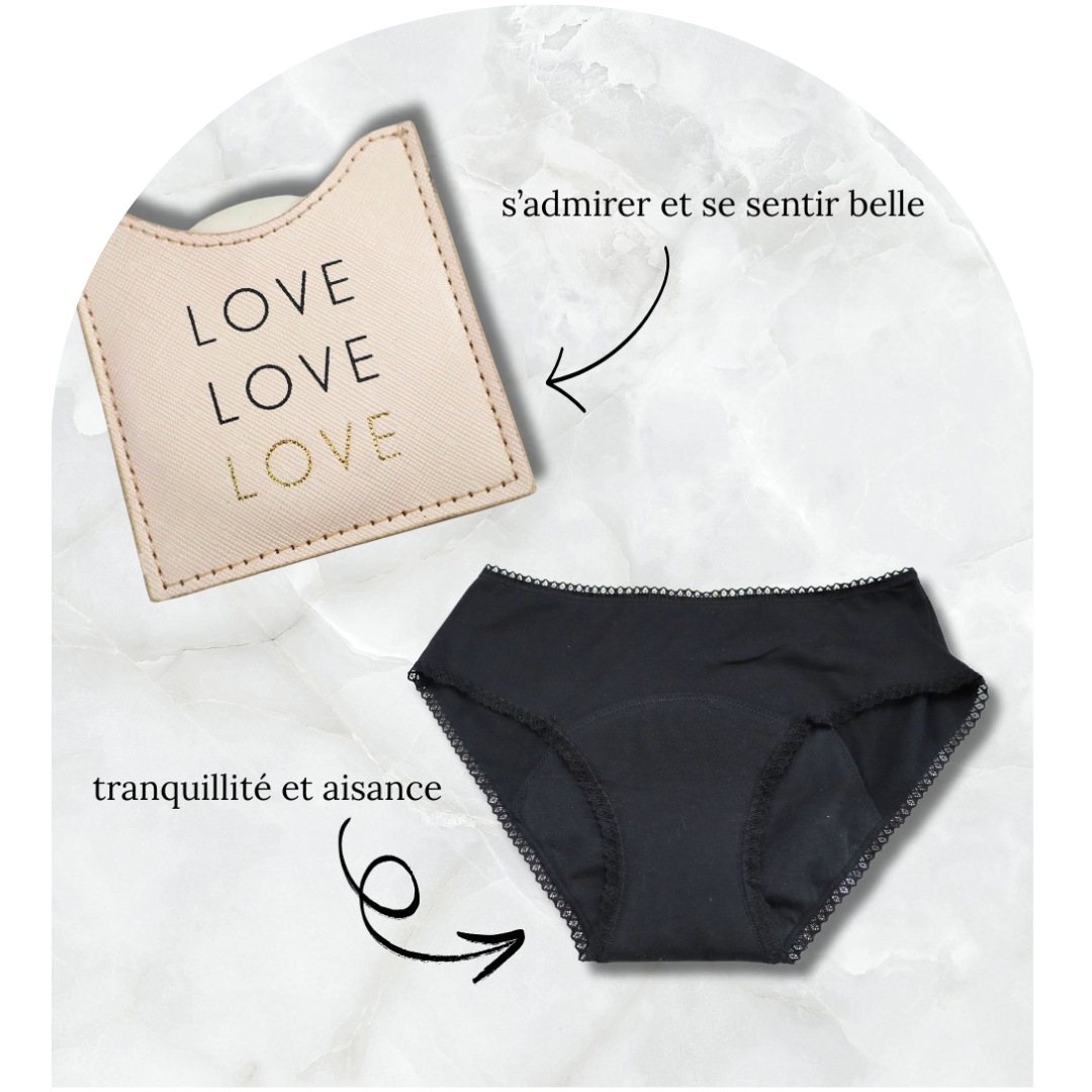 Culotte menstruelle incluse dans la box premières règles
