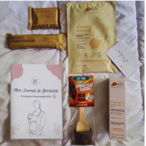 journal de grossesse, masque ventre, creme visage, snack grossesse