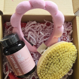 gummies isis superfood glow boost, brosse de massage, bandeau spa